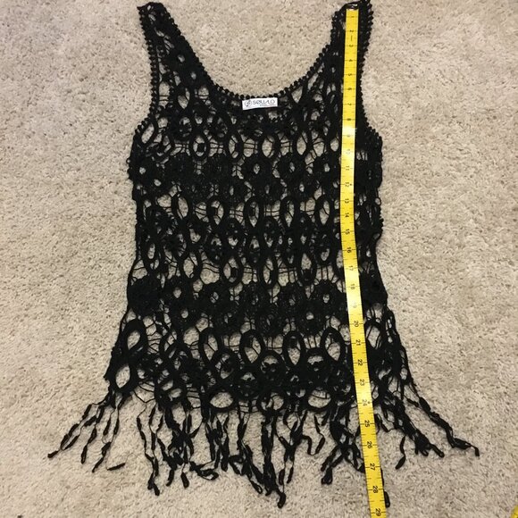 Vintage Bohemian Black Loose Crochet Lace Top - Picture 15 of 15